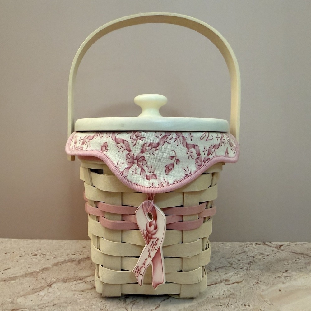 Longaberger 2002 Horizon of Hope Basket Lid Tie-On Botanical Fields Liner #17311